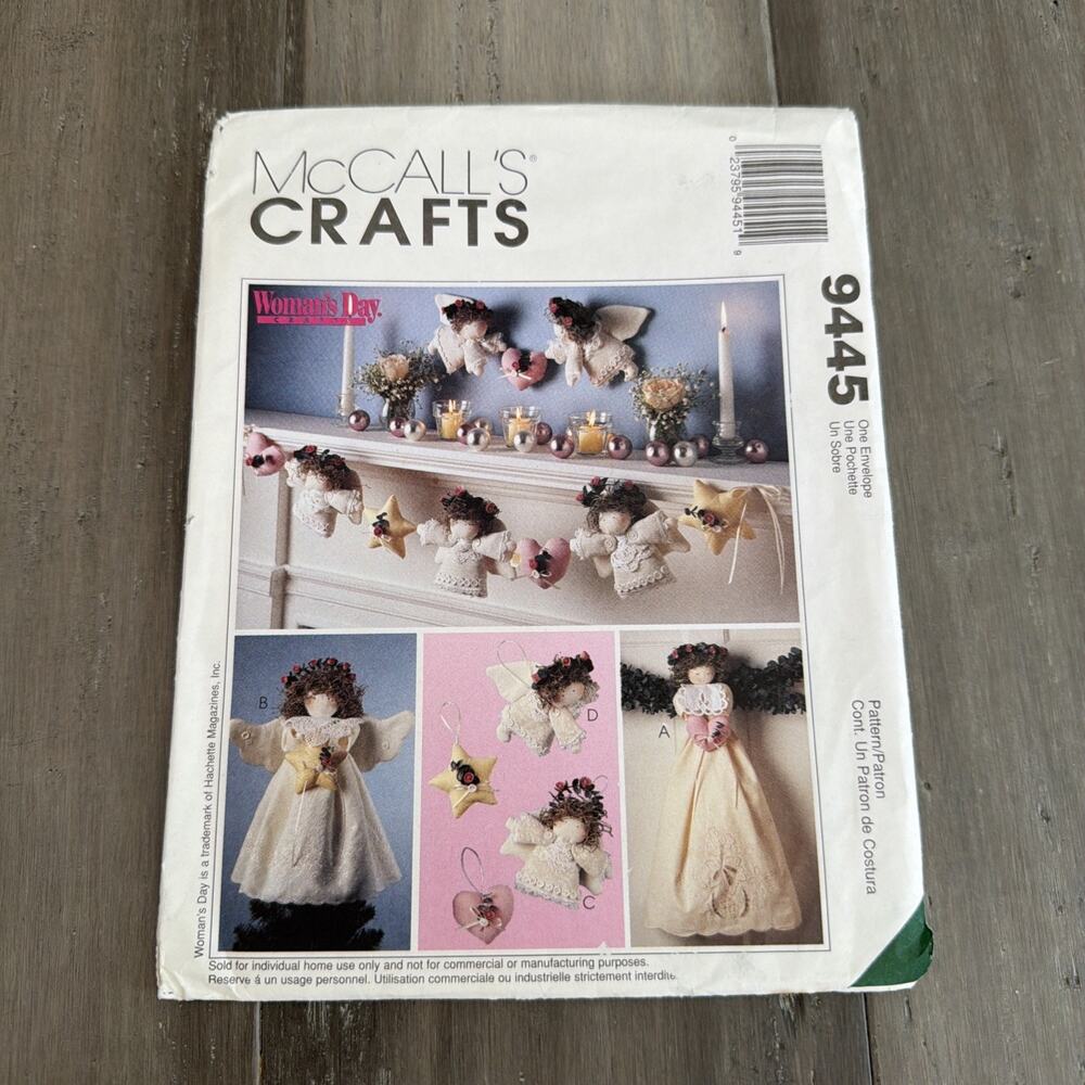 Vintage 1998 McCall’s Crafts Christmas Angels pattern 9445 Uncut Factory Folded